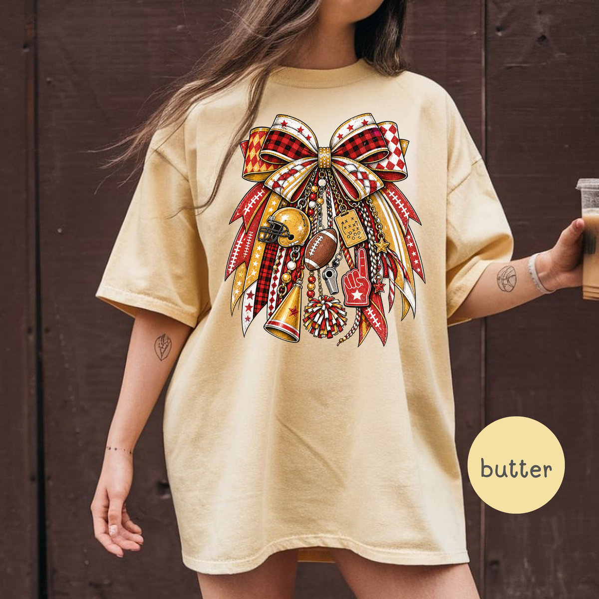 Game Day Shirt, Comfort Colors Football T-Shirt, Fall Football Tee, Team Spirit Apparel, Football Mom Shirt, Red & Yellow