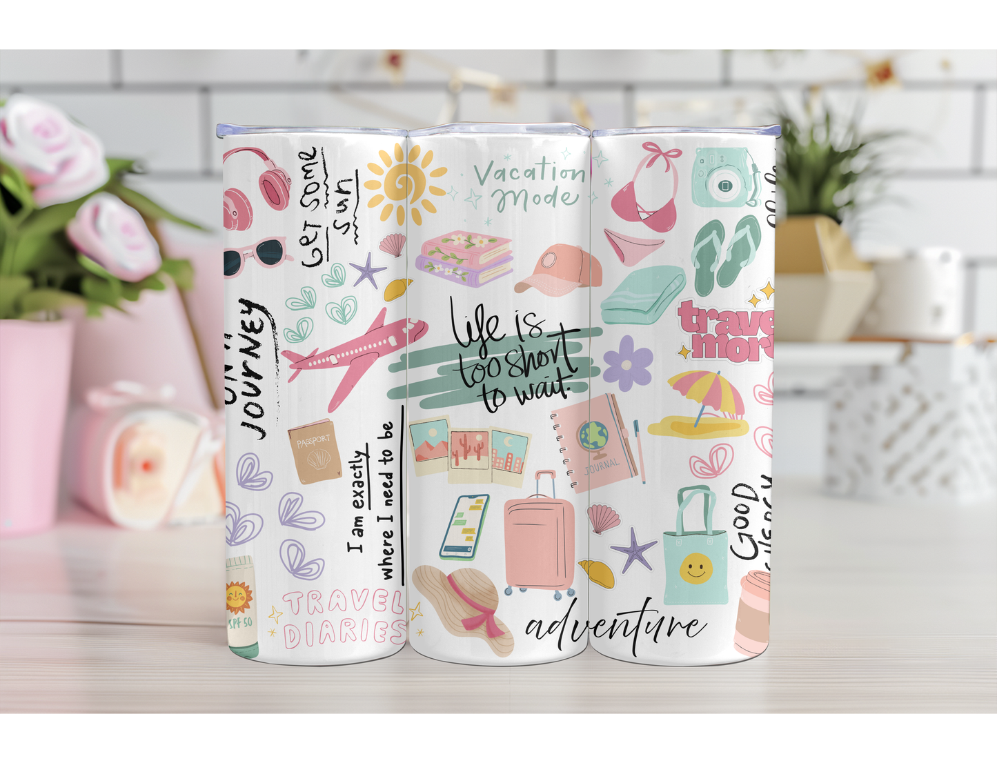 Patel Vacation Vibes 20oz Seamless Skinny Tumbler | Chill-mode | Travel Inspired Drinkware