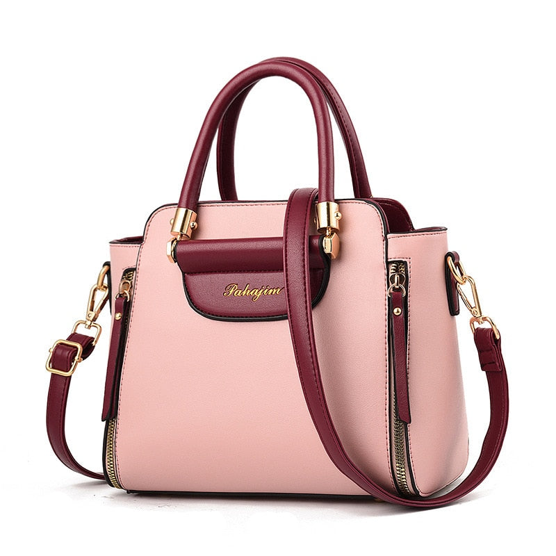 Classy Two-tone Handbag With Removable Shoulder Strap