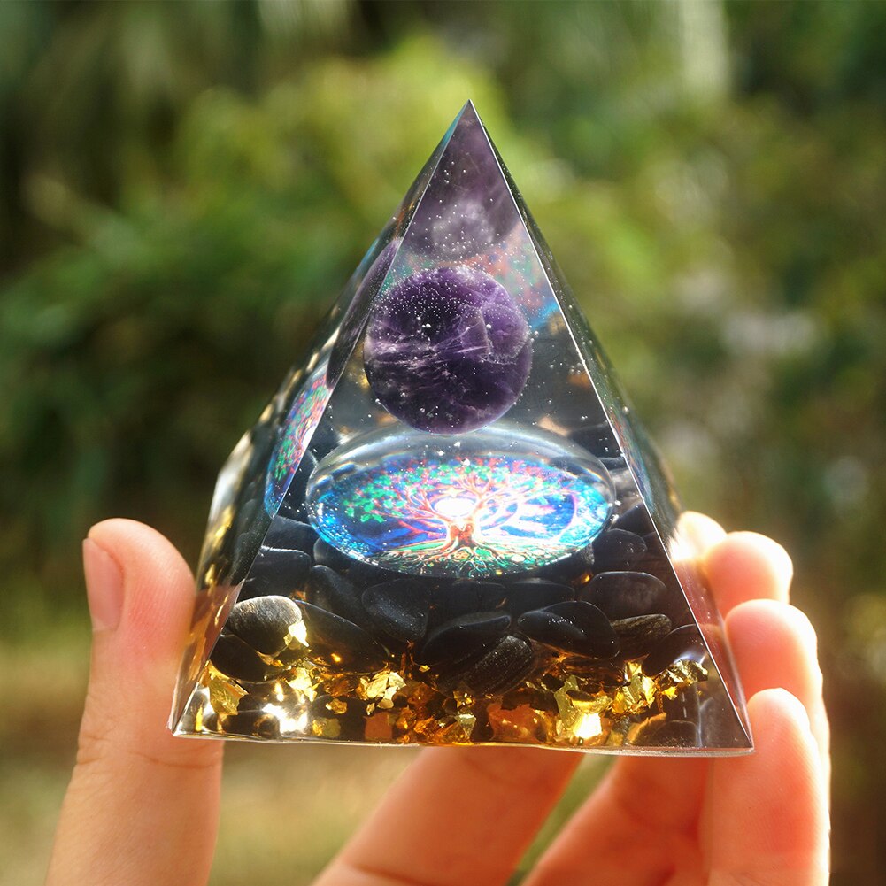 Energy Pyramid Orgonite Reiki Natural Crystal Healing Ball