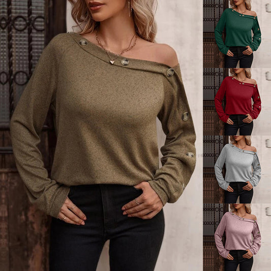 Sexy Off-the-Shoulder Top with Button Accents