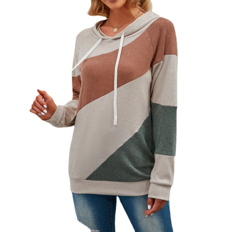 Diagonal Thick Striped Hooded Sweatshirt