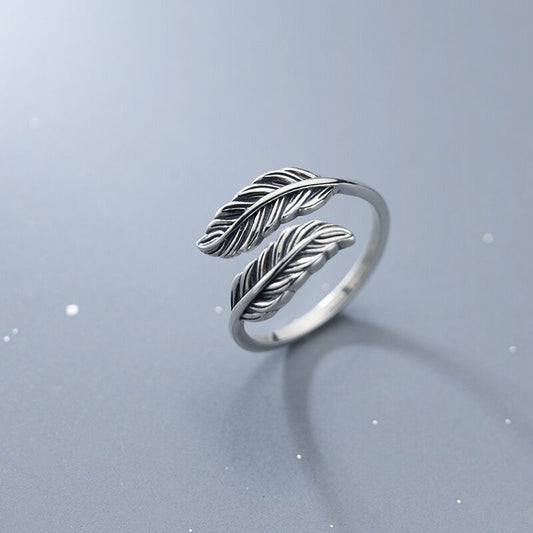 Vintage Thai Silver Feather Ring