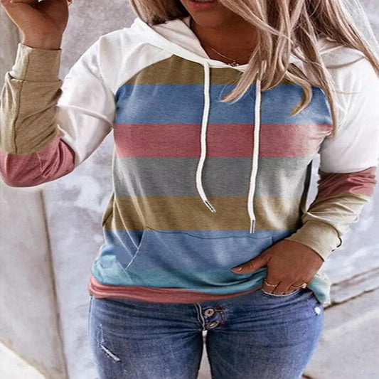 Muted Colors Striped Hoodie