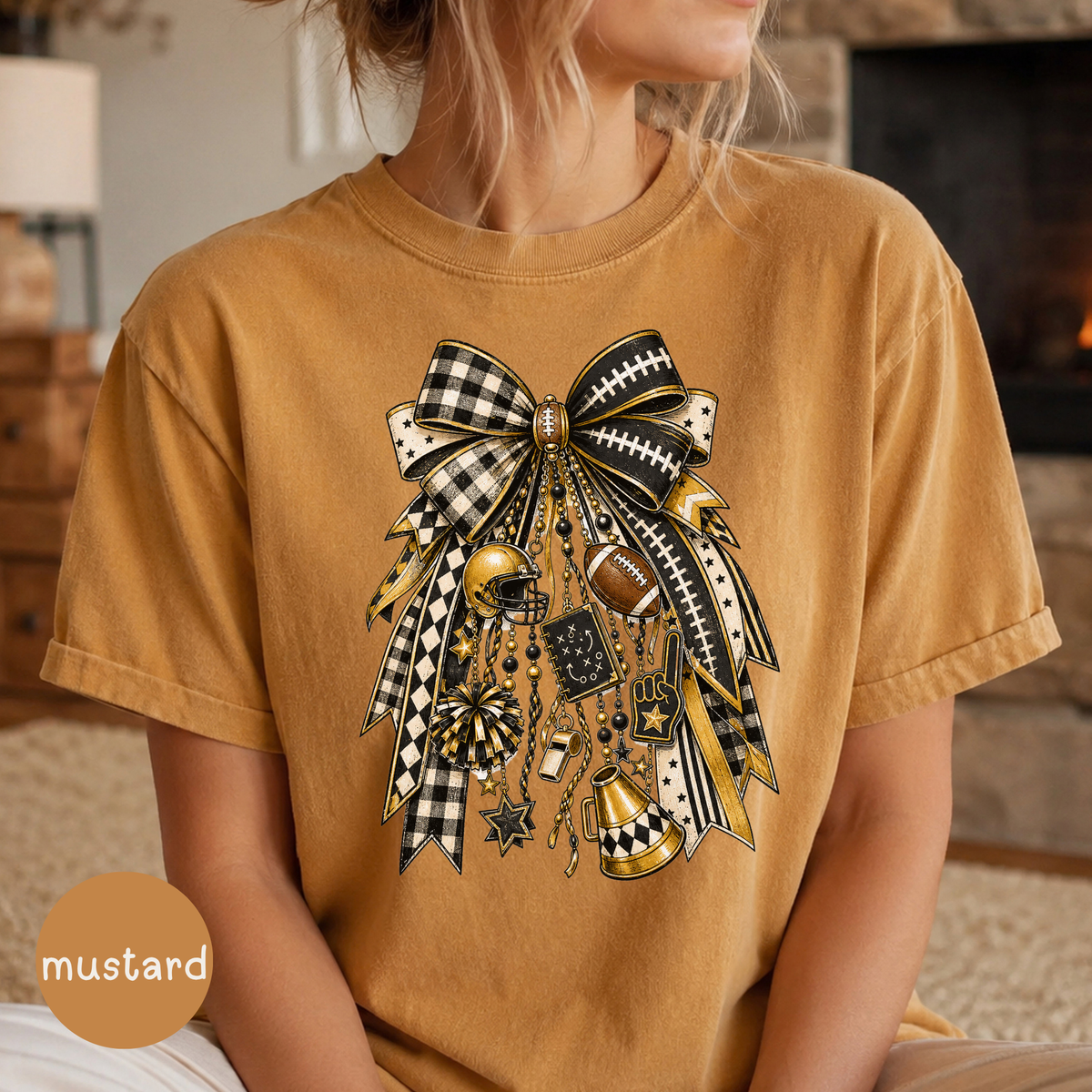 Game Day Shirt, Comfort Colors Football T-Shirt, Fall Football Tee, Team Spirit Apparel, Football Mom Shirt, Black & Gold
