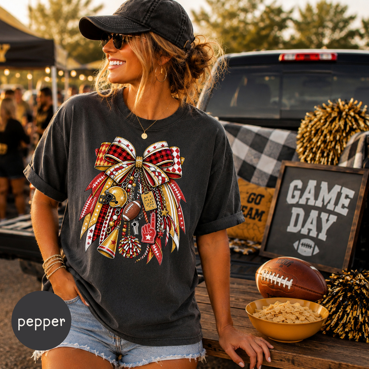 Game Day Shirt, Comfort Colors Football T-Shirt, Fall Football Tee, Team Spirit Apparel, Football Mom Shirt, Red & Yellow
