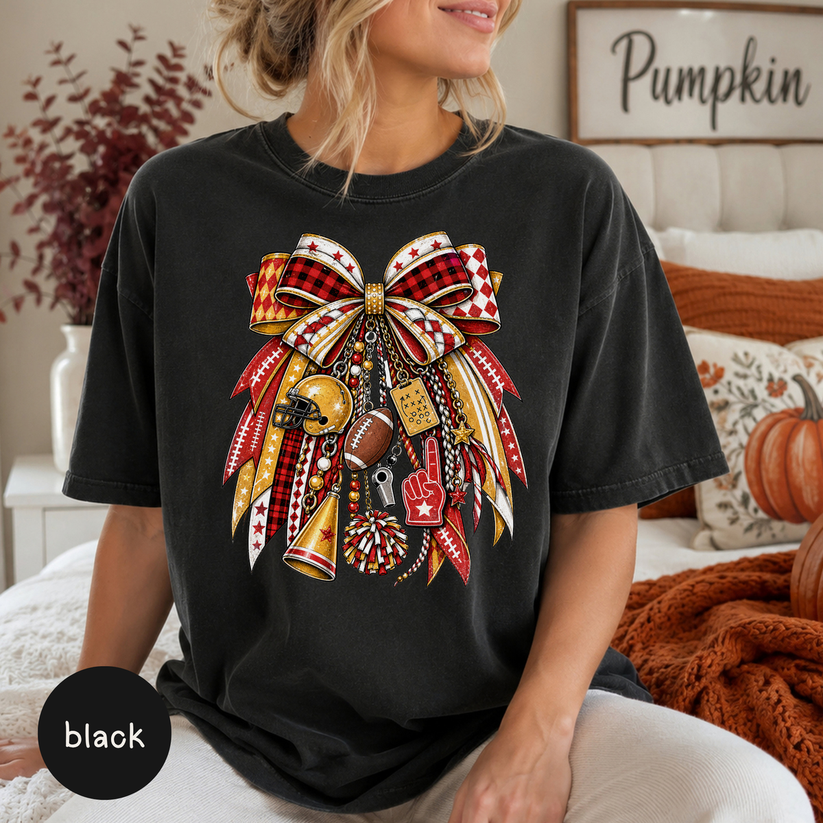 Game Day Shirt, Comfort Colors Football T-Shirt, Fall Football Tee, Team Spirit Apparel, Football Mom Shirt, Red & Yellow