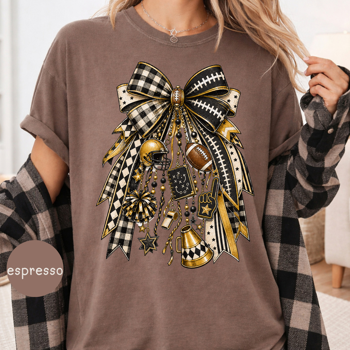 Game Day Shirt, Comfort Colors Football T-Shirt, Fall Football Tee, Team Spirit Apparel, Football Mom Shirt, Black & Gold