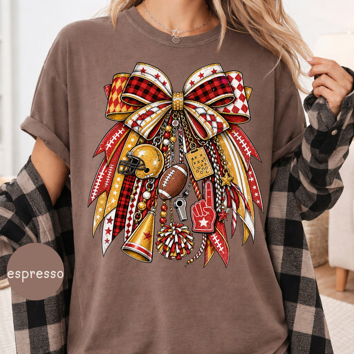 Game Day Shirt, Comfort Colors Football T-Shirt, Fall Football Tee, Team Spirit Apparel, Football Mom Shirt, Red & Yellow