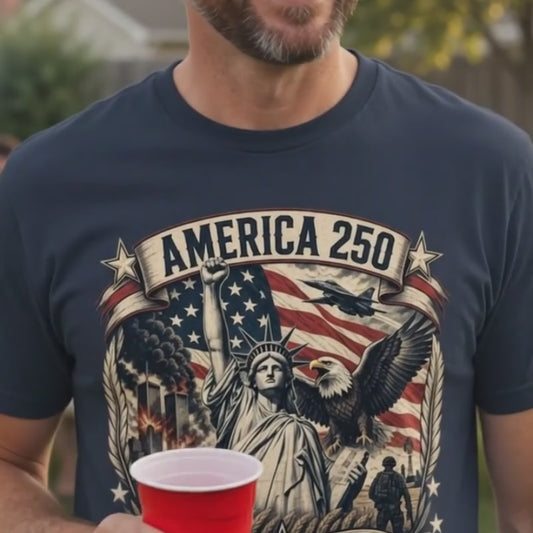 USA 250th Freedom Anniversary Patriotic T-Shirt, 4th of July, United States of America 250th Birthday