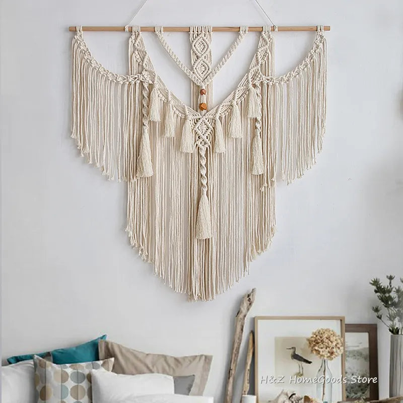 Macrame Wall Hanging Tapestry With Tassels Hand Woven Nordic Style